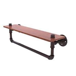 Pipeline Collection 22 in. Ironwood Shelf with Towel Bar in Antique Bronze