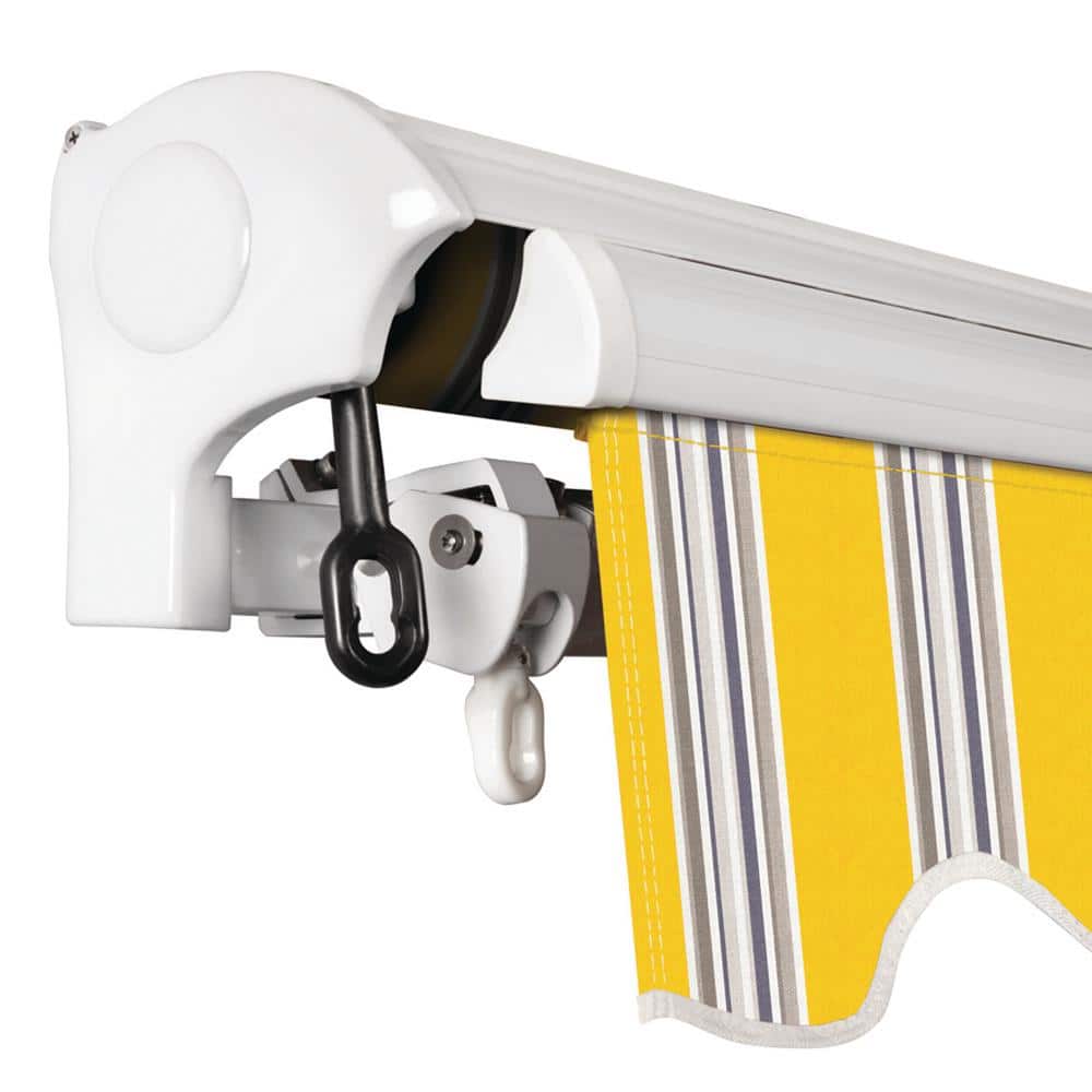Sunny Yellow Striped Electric Retractable Patio Awning, 10 ft x 8 ft