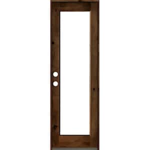 30 in. x 96 in. Rustic Knotty Alder Right Hand Full-Lite Clear Provincial Stain Wood Inswing Single Prehung Front Door