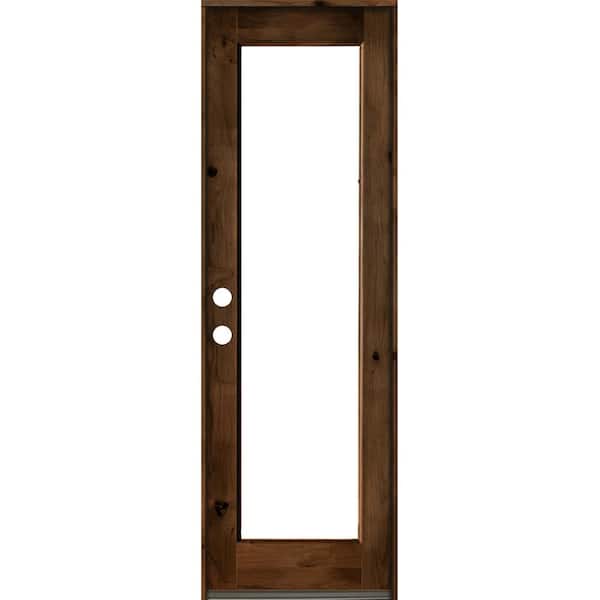 30 in. x 96 in. Rustic Knotty Alder Right Hand Full-Lite Clear Provincial Stain Wood Inswing Single Prehung Front Door