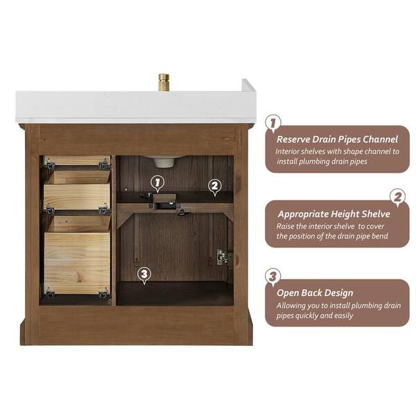 ROSWELL Tokyo 36 in. W. x 22 in. D x 33.9 in. H Single Bath