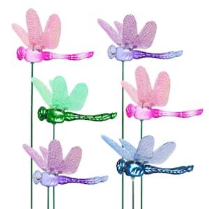 WindyWings Dragonfly Assortment 1.28 ft. Multi-Color Plastic Plant Stakes (6-Pack)