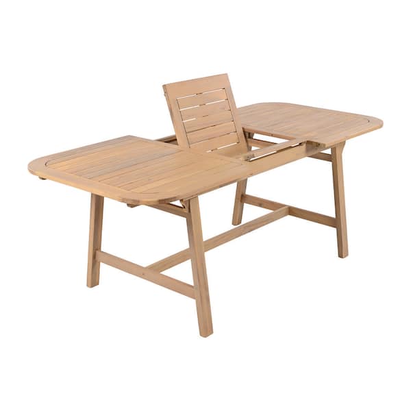 Christ Light Teak Finish Extendable Rounded Rectangle Solid Wood Patio Outdoor Dining Table