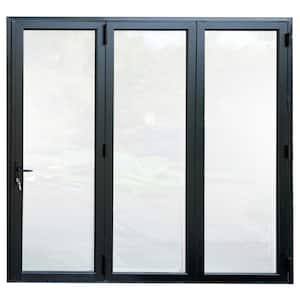Teza 90 Series 120 in. x 80 in. Matte Black Left to Right Folding Aluminum Bi-Fold Patio Door