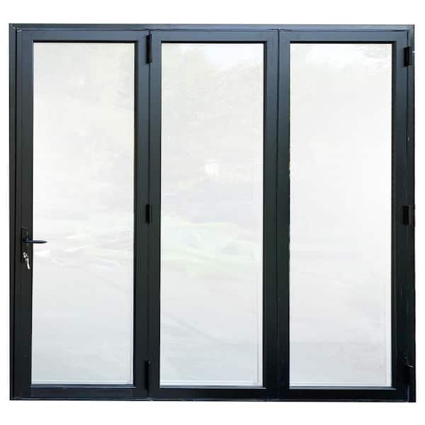 TEZA DOORS Teza 90 Series 120 in. x 80 in. Matte Black Left to Right