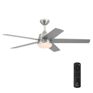 Astrea 52 in. Smart Indoor/Covered Outdoor Brushed Nickel Modern Adjustable White and RGB Ceiling Fan Light with Remote