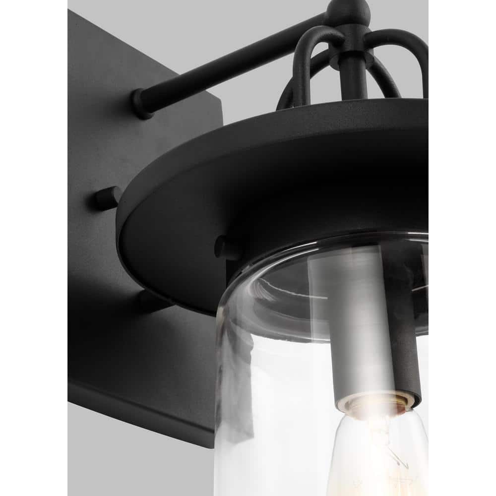 Tybee Black Bronze Outdoor Lantern with Clear Glass Shade