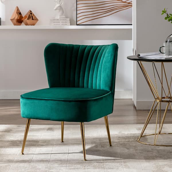 Trinity 22 in. Green Velvet Channel Tufted Accent Side Chair