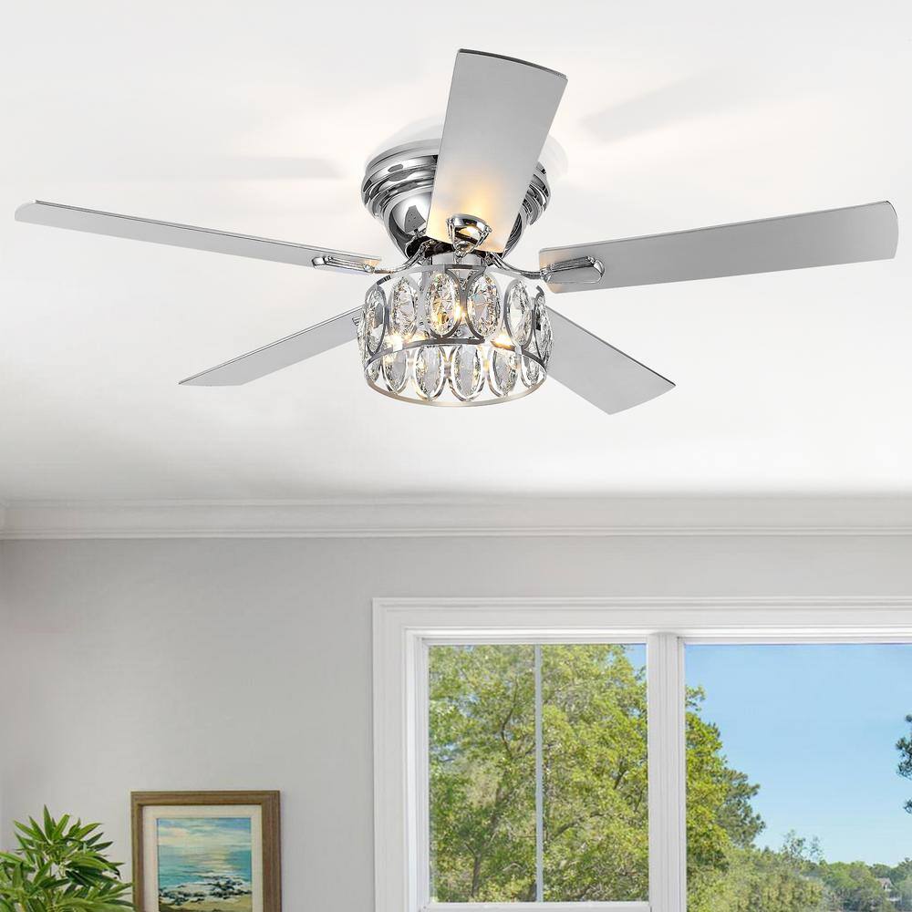 Lamober Bellina 52 in. Indoor Chrome Ceiling Fans with Light Kit and ...