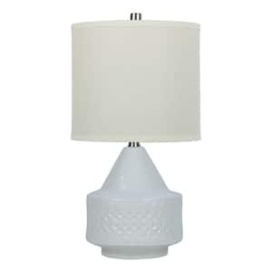 21 in. White Indoor Fashion Band Table Lamp with Decorator Shade