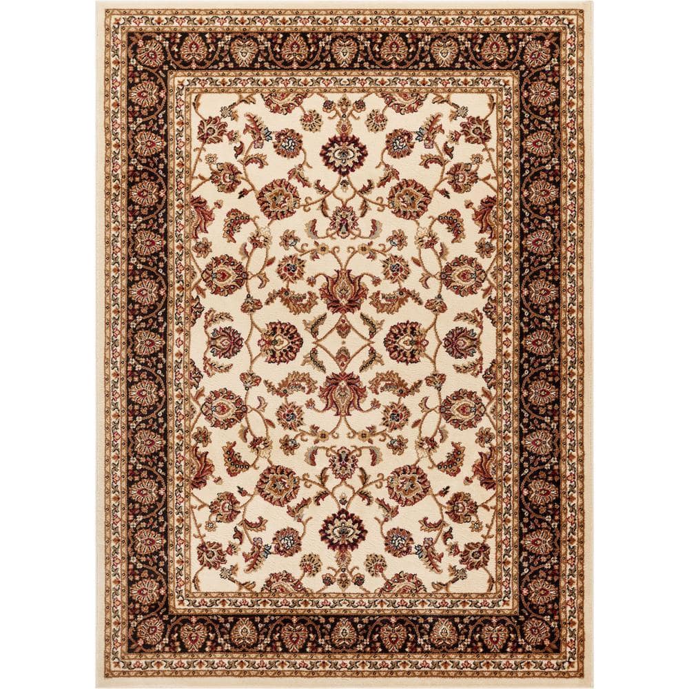 Well Woven Barclay Sarouk Ivory 4 ft. x 5 ft. Traditional Floral Area ...