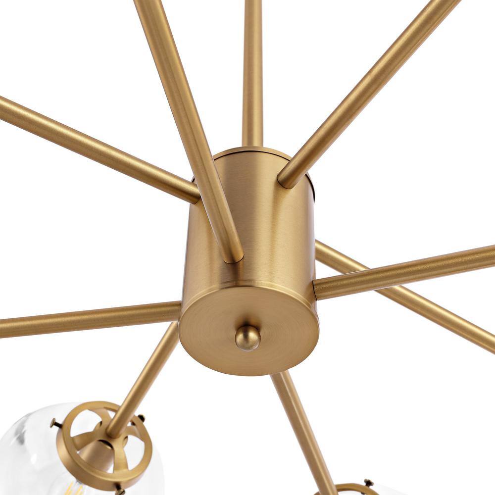 Brass 8-Light Sputnik Chandelier with Clear Glass Shades