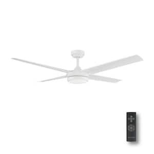 Laritza 56 in. LED Indoor/Outdoor Matte White Ceiling Fan with Remote Control and White Color Changing Light Kit