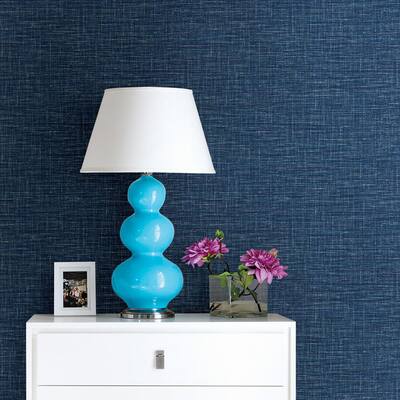 Exhale Denim Faux Grasscloth Paper Strippable Roll Wallpaper (Covers 56.4 sq. ft.)
