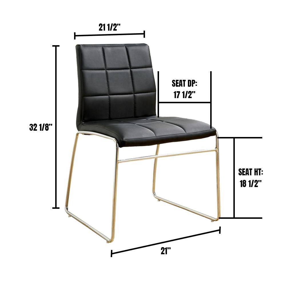 Black Metal Contemporary Side Chair with Leatherette Seat
