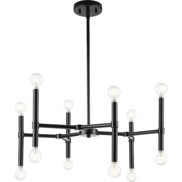 Progress Lighting Arya 12-Light Matte Black Luxe Chandelier