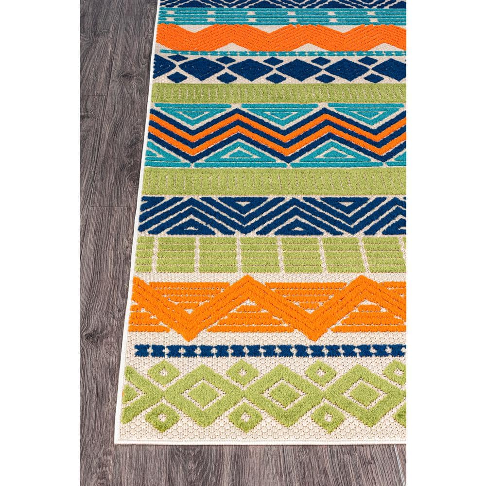 Marbella Multi-Color Bohemian Geometric 5' x 7' Indoor/Outdoor Rug