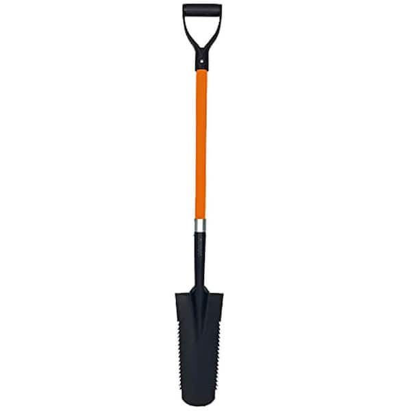 Drain Spade Teeth Shovel Multi-Purpose Metal Blade Shovel 48 in. Durable Handle Length Fiberglass Rubber Grip (1-Pack)
