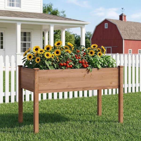 Siavonce 48 in. x 24 in. x 30 in. Wood Raised Garden Bed, Elevated
