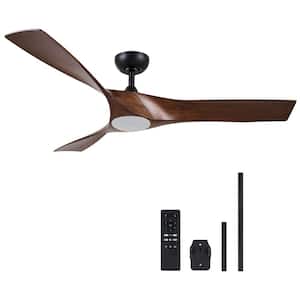 52 in. Smart Indoor Walnut Standard Ceiling Fan with 3000K-6500K LED Light with Remote Control