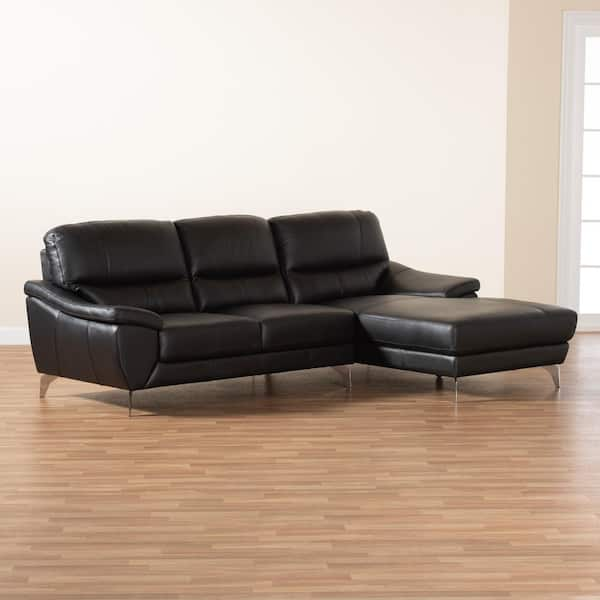 Baxton black deals leather sectional