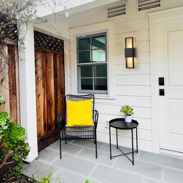 Barry 4.33 in. 2-Light 10-Watt Black Modern Integrated LED Outdoor Wall Lantern Sconce