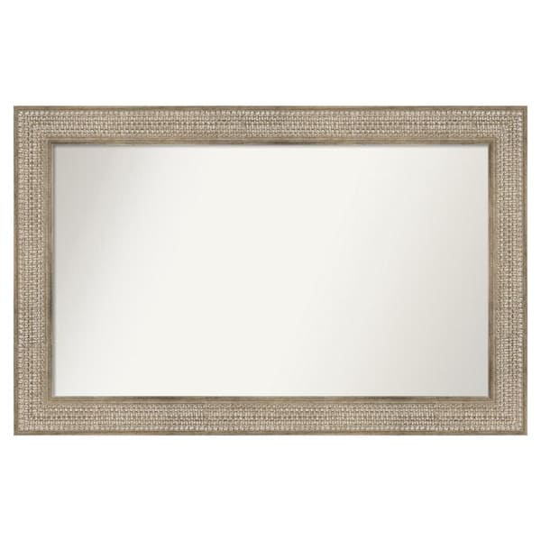 Amanti Art Trellis Silver 42 in. x 27 in. Custom Non-Beveled Wood Framed Bathroom Vanity Wall Mirror
