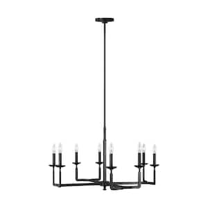 Ansley 8-Light Aged Iron Contemporary Rustic Hanging Candlestick Chandelier