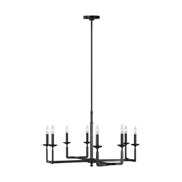 Generation Lighting Ansley 8-Light Aged Iron Contemporary Rustic Hanging Candlestick Chandelier