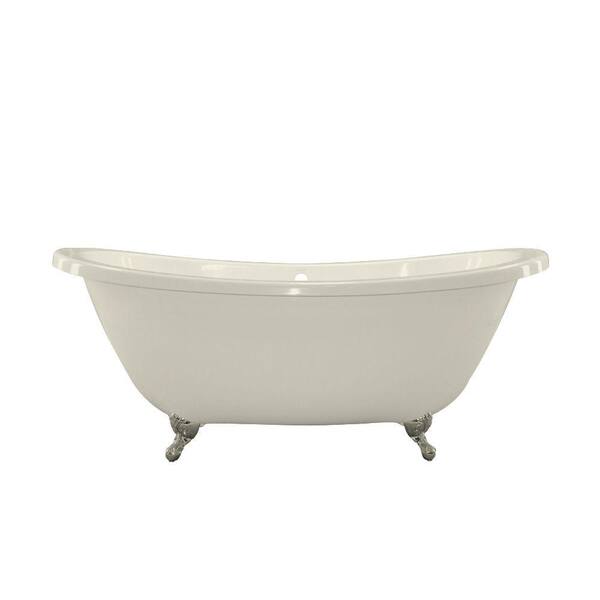 Hydro Systems Andrea 6 ft. Center Drain Solid Surface Claw Foot Double Slipper Tub in Biscuit