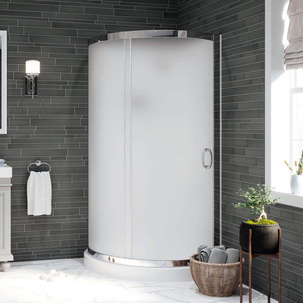 Breeze 36 in. L x 36 in. W x 77.36 in. H Corner Shower Kit with Frosted Framed Sliding Door in Chrome price history on PriceWatchPro