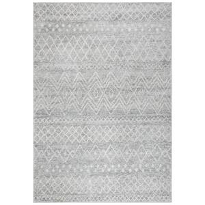 Madison Silver/Ivory 4 ft. x 6 ft. Tribal Distressed Area Rug