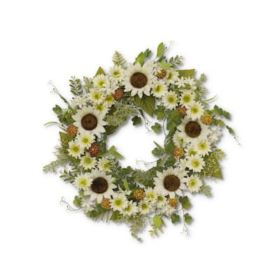 24 in. D Sunflower Wreath with Berry Accents