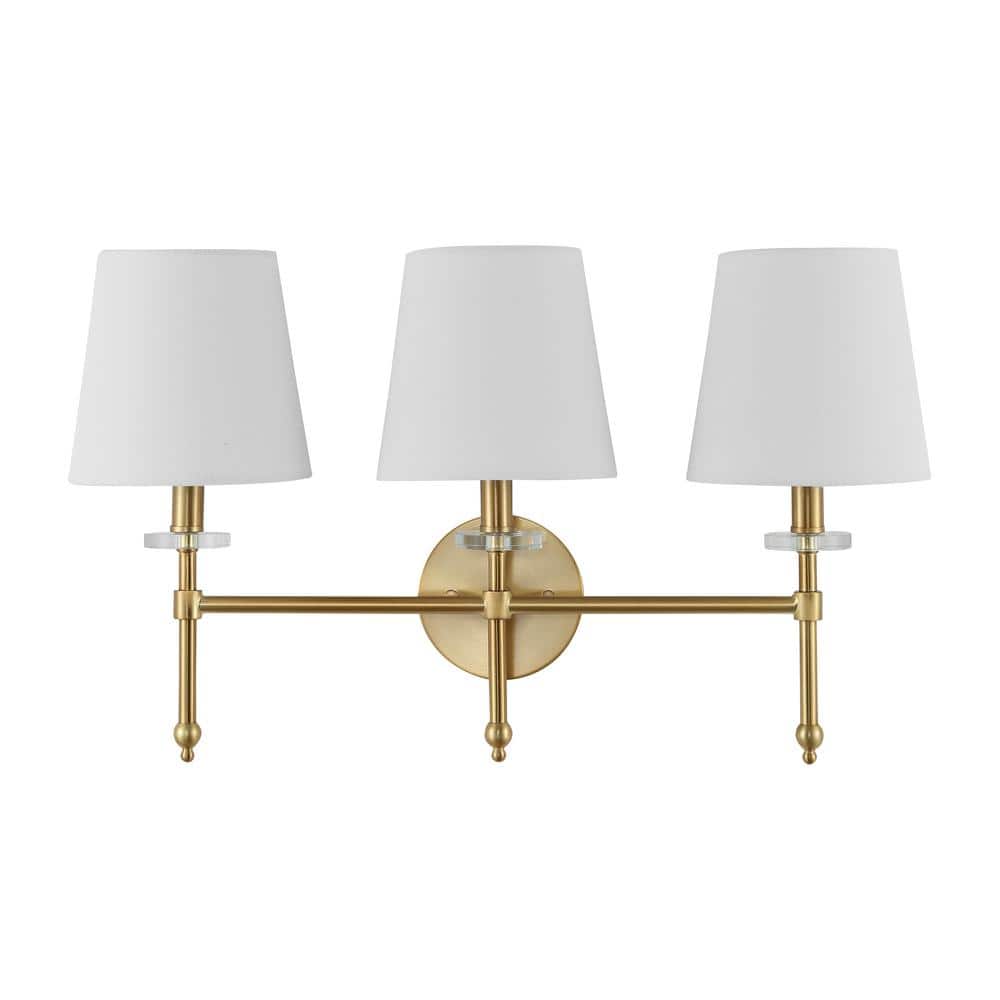 3-Light Brass Gold Modern Midcentury Vanity Light