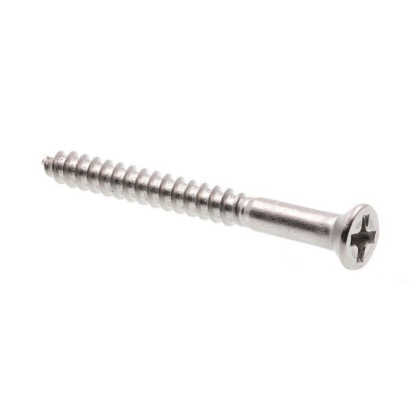 Prime-Line #6 x 1-1/2 in. Grade 18-8 Stainless Steel Phillips Drive Flat Head Wood Screws (25-Pack)