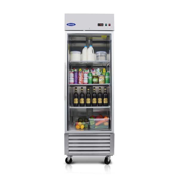Biscayne Bay 27 in. 23 cu. ft. Commercial Upright Merchandiser Refrigerator in Silver with 1 Tempered Glass Door