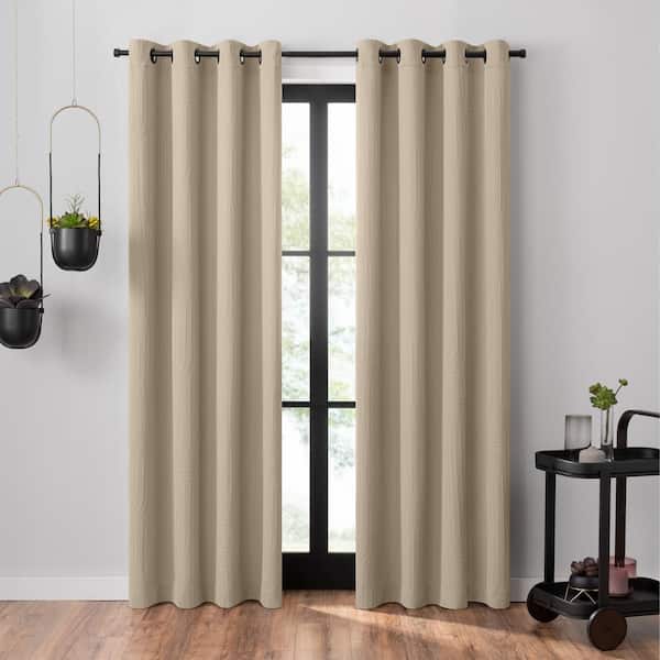 Umbra Ulysses Bronze Polyester Wave Geometric 50 in. W x 63 in. L Grommet Light Filtering Curtain (Single Panel)