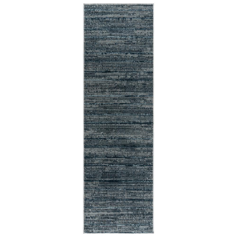 Blue and Gray Tufted Synthetic Runner Rug, 2'2"x6'