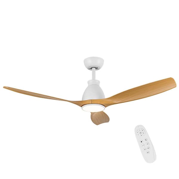 Unbranded 52 in. Indoor Ceiling Fan with Intergrated LED, 3 White Antique Grain Blades and Reversable DC Motor