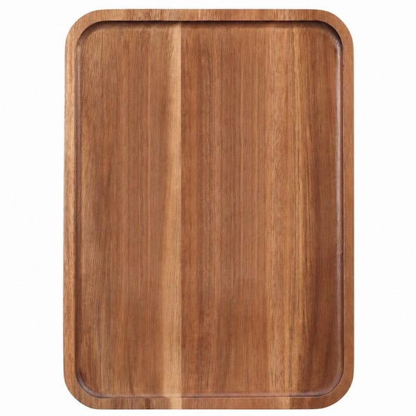 14 in. x 10 in. x 0.8 Brown Wood Cheese Board, Large Serving Platters Wooden Charcuterie Boards, Snack Appetizer Plates