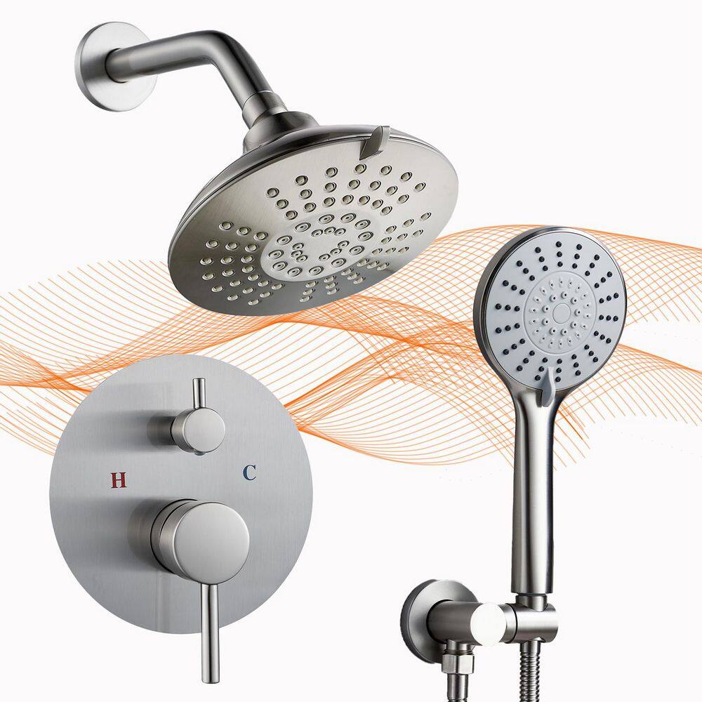 Rainfall 6-Spray Square Modern Shower System Shower Head with Handheld in B
