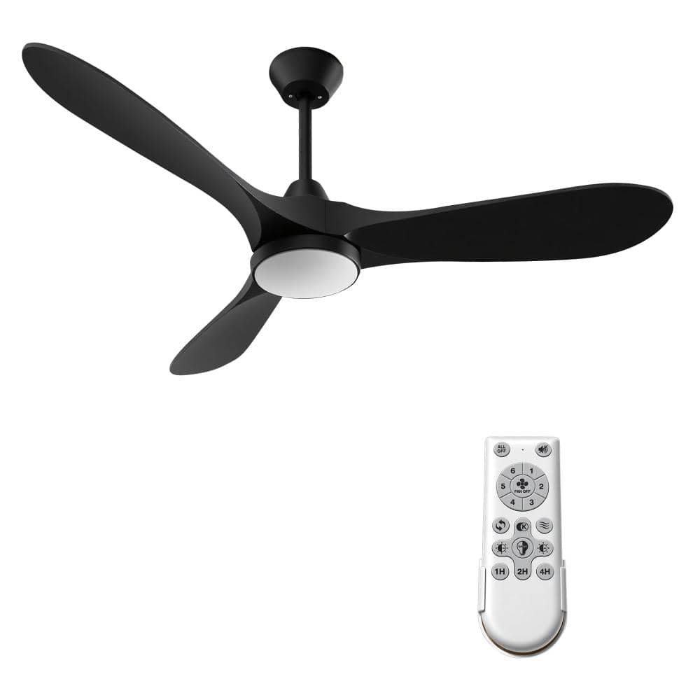 52 in. LED Indoor Downrod Contemporary Style Black Ceiling Fan with Light Kit, Timer price history on PriceWatchPro
