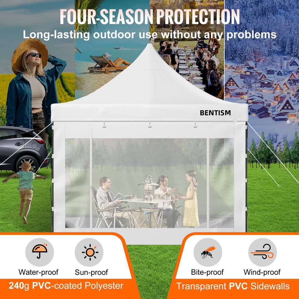 White 10 x 10 ft Outdoor Patio Gazebo Tent with PVC-Coated Polyester Top