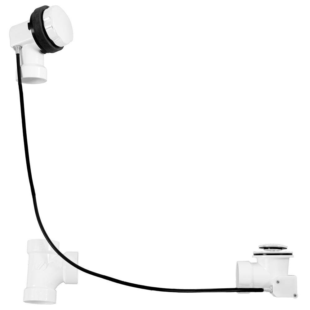 45 in. Cable Drive Bath Drain Trim with Rotary Overflow Cover Knob, Pop-Up Stopper - Sch. 40 PVC, Powder Coat White price history on PriceWatchPro