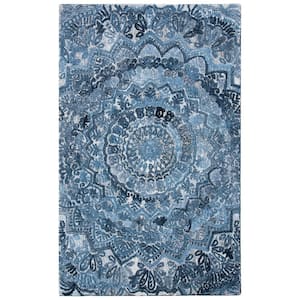 Marquee Blue/Gray Doormat 2 ft. x 3 ft. Floral Oriental Area Rug