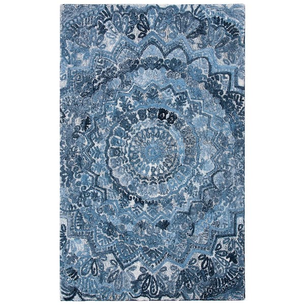 SAFAVIEH Marquee Blue/Gray Doormat 2 ft. x 3 ft. Floral Oriental Area Rug