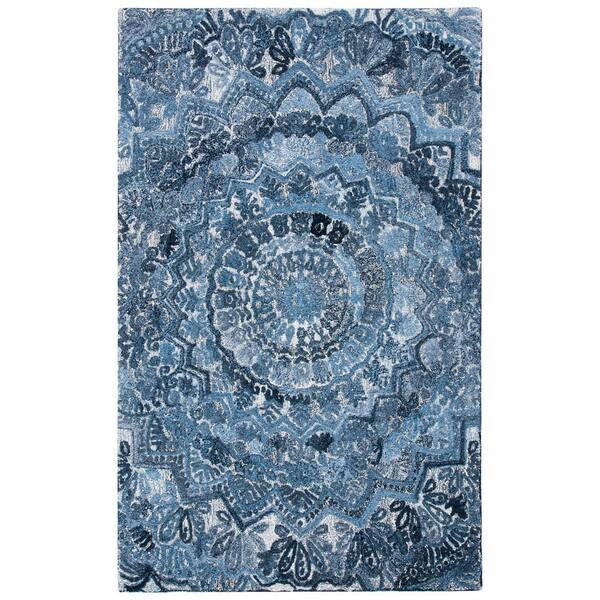 SAFAVIEH Marquee Blue/Gray 9 ft. x 12 ft. Floral Oriental Area Rug