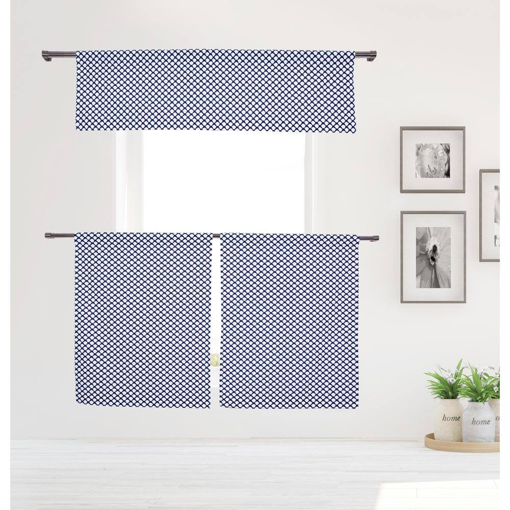 Navy Coastal Rod Pocket Room Darkening Curtain - 15 in. W x 58 in. L (Set o