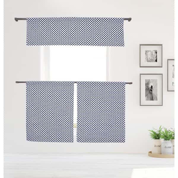 Duck River Navy Coastal Rod Pocket Room Darkening Curtain - 15 in. W x 58 in. L (Set of 3)