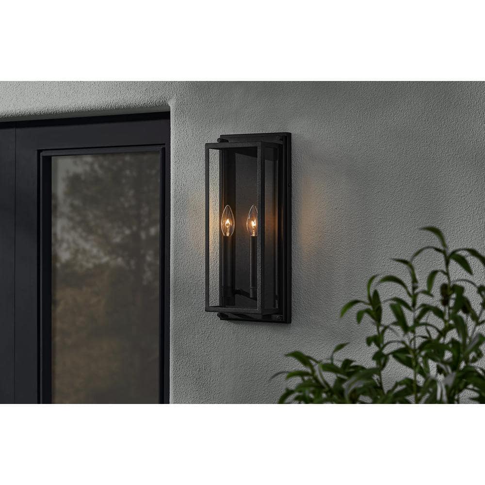 Bradford 18 in. 2-Light Black Outdoor Wall Light Fixture with Clear Glass price history on PriceWatchPro